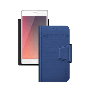 Чехол-подставка для смартфонов Wallet Fold M, синий, Deppa, 87009