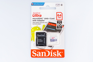 Флеш-накопитель Sandisk Ultra Android microSDXC + SD Adapter 64GB 80MB/s Class 10
