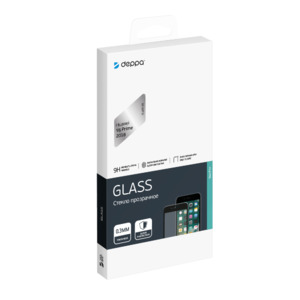 Защитное стекло 3D для Huawei Y6 Prime 2018, 0.3 мм, черная рамка, Deppa 62491