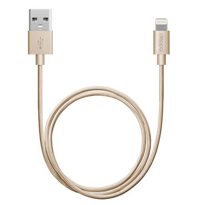 Дата-кабель USB - Lightning, алюминий/нейлон, MFI, 1.2м, золото, Deppa, 72188